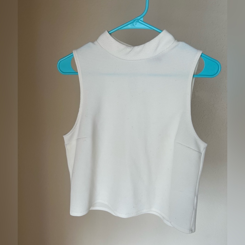 Classy white turtleneck tank blouse
